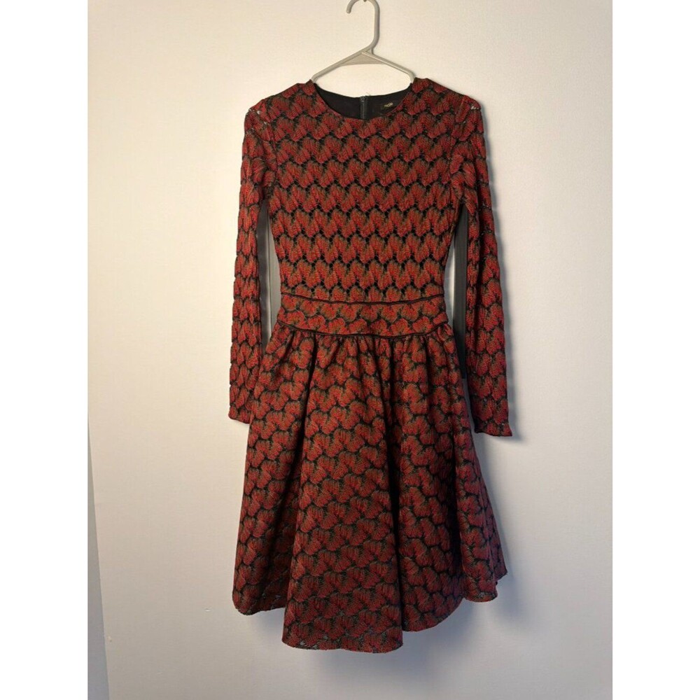 Maje Red Patterned Mini Dress - Picture 2 of 2